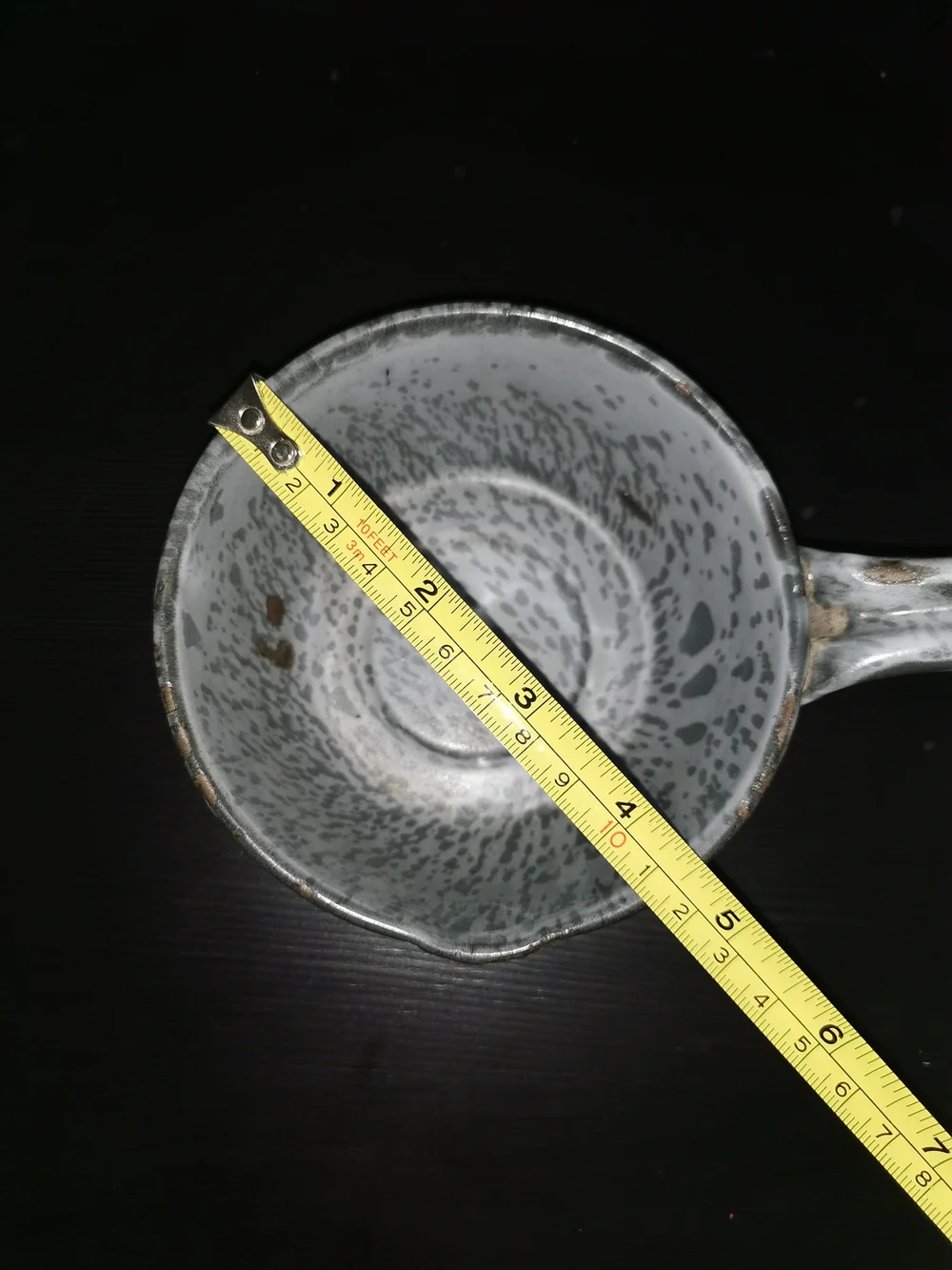Antique Enamel Graniteware Blue Mottled Pan 8.5